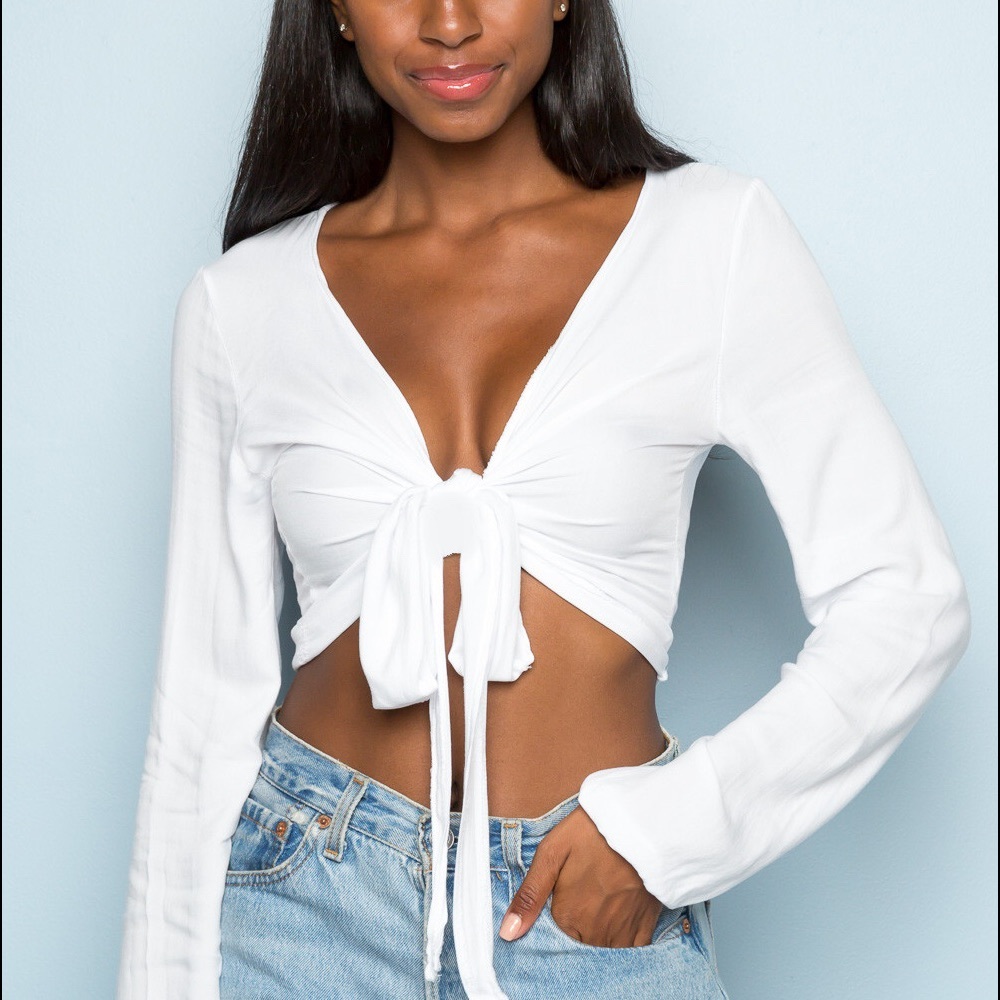 Brandy Melville White Wrap Around Top